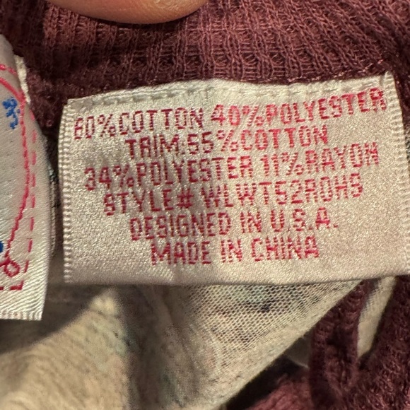 Panhandle Ladies Tie Back Floral Sleeve Dolman Thermal Shirt Size M New - Picture 4 of 4